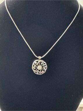 Brighton Silver-Tone Swirl Round Pendant Necklace